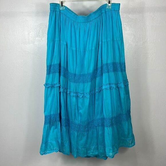 Lane Bryant Blue Elastic Waistband Midi Skirt Size 18/20 - Picture 1 of 7